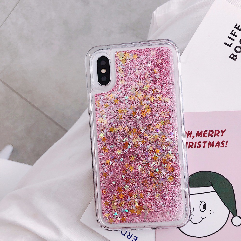 Ốp điện thoại hình trái tim kim tuyến lấp lánh có cát chảy cho Iphone 11 Pro Max X Xr Xs Max 6 6s 7 8 Plus