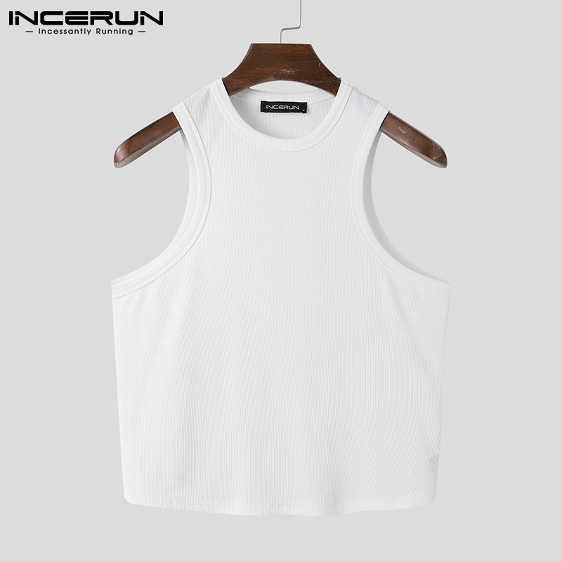 Áo thun INCERUN không tay màu trơn 3 màu tùy chọn thoải mái cho nam