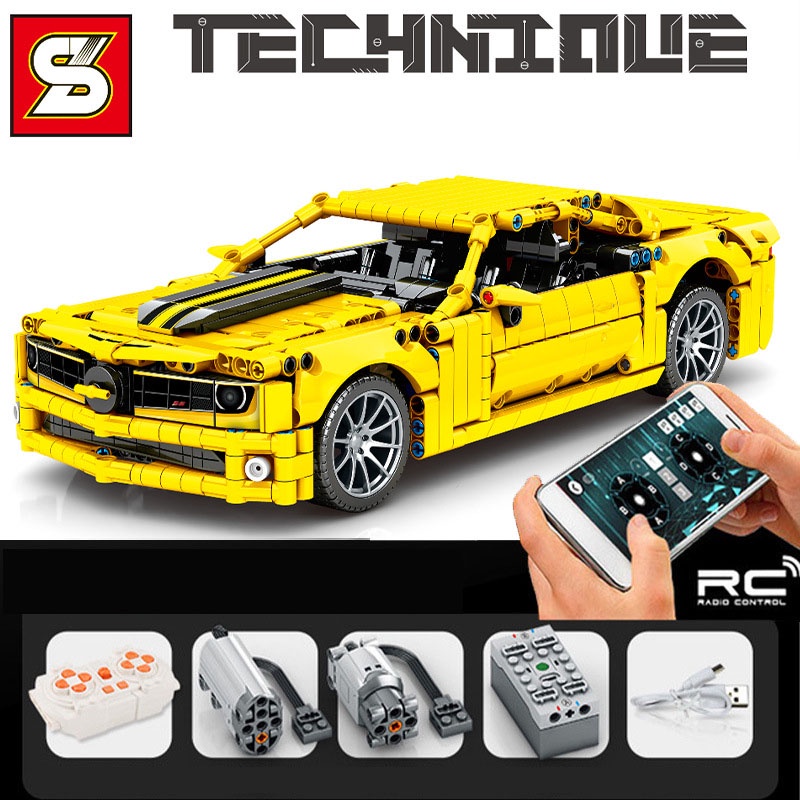 Đồ Chơi Lắp Ráp Kiểu LEGO TECHNIC Siêu Xe Thể Thao Điều Khiển Chevrolet Camaro Yellow Black No SY8617 Với 1099 Mảnh Ghép