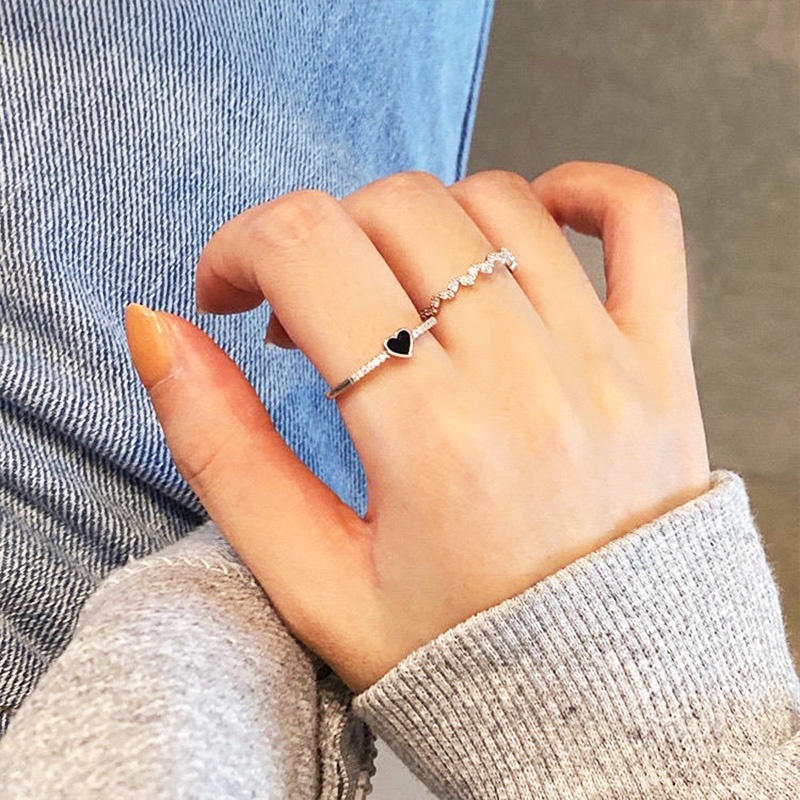 Nhẫn zircon mặt hình trái tim thời trang sang trọng đơn giản cho nữ