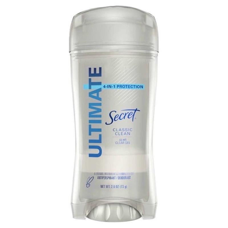 Lăn khử mùi Secret Ultimate Protection Clear Gel Antiperspirant, Classic Clean 73g (Mẫu Mới Màu Bạc)