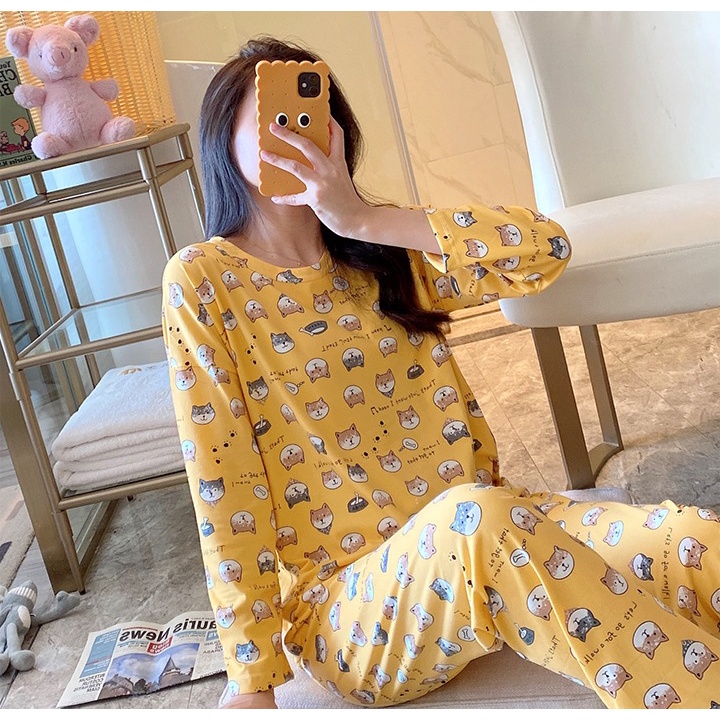 Set đồ ngủ mặc nhà hoạ tiết chó Chiba DN056 (có ảnh thật)