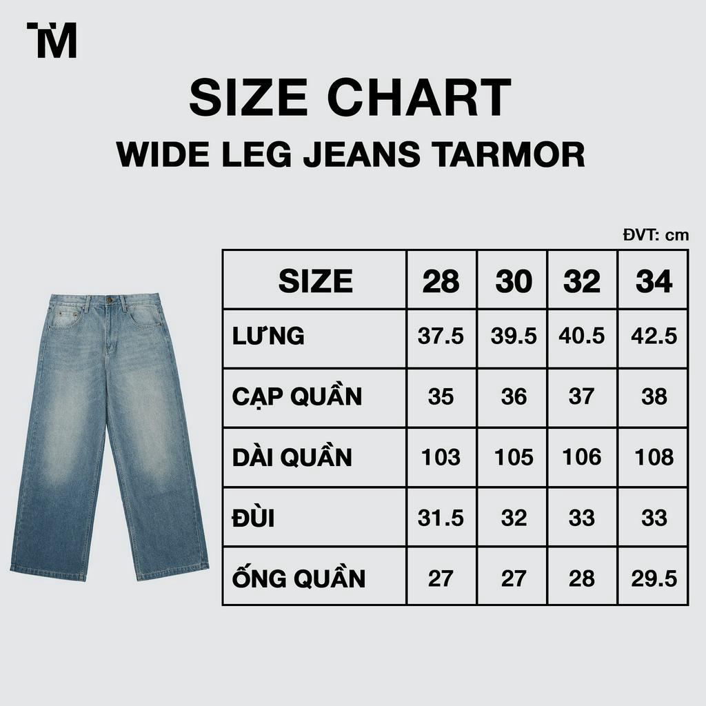 Quần Jeans TARMOR Dáng Rộng Màu Xanh Denim Wide Leg Jeans In Blue Denim