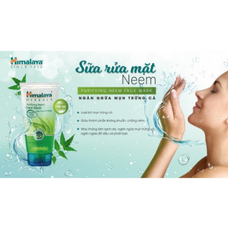 Sữa rửa mặt giảm mụn mờ thâm và sạch dầu thừa Himalaya Purifying Neem Face Wash