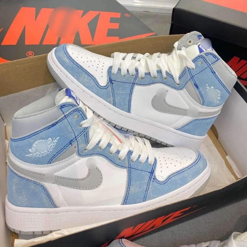 Giày Jor.dan 1 cổ cao hyper royal xanh nỉ, Giày sneaker thể thao JD1 xanh da trời nỉ cao cổ HOT