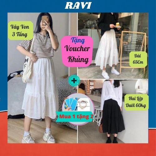 Chân Váy Nữ💖𝑭𝑹𝑬𝑬𝑺𝑯𝑰𝑷💖Chân Váy Vintage Hàn Quốc 2 Lớp Siêu Xinh