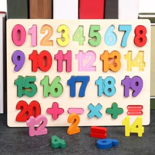 Bảng ghép số 0-20 và phép tính bằng gỗ nổi