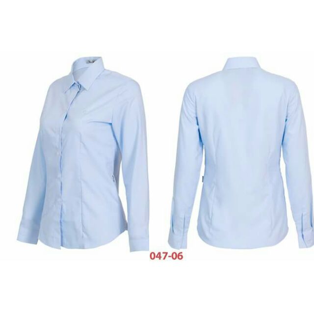 Áo sơ mi nữ Thái Hòa màu xanh biển trơn | BigBuy360 - bigbuy360.vn