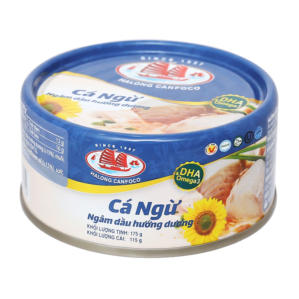 Cá ngừ ngâm dầu Halong Canfoco hộp 175g date 11/2024