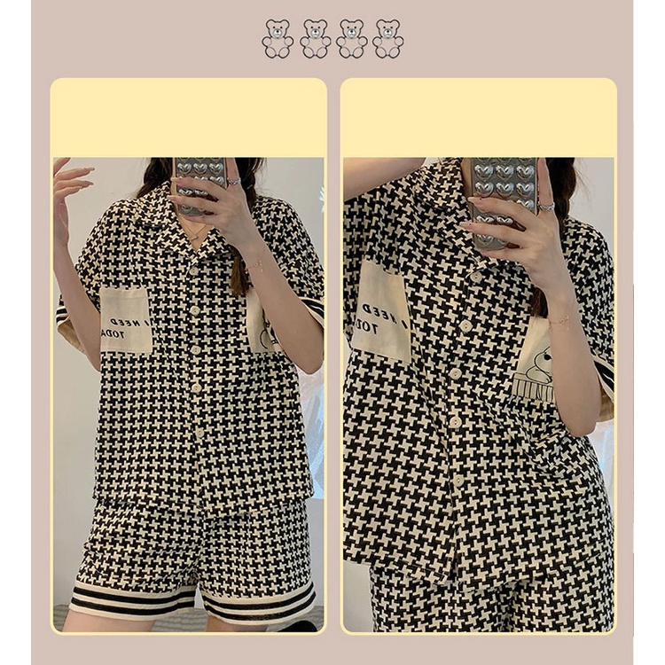 PIJAMA Ngắn Tay Mặc Nhà Set Bộ 3 Chi Tiết SAQ299