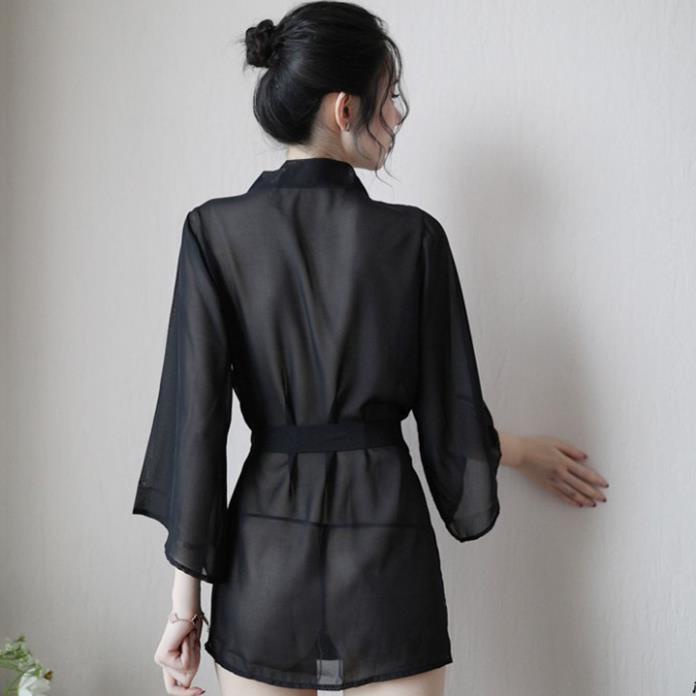 Áo Choàng Ngủ Kimono xuyên thấu gợi cảm áo choàng sexy tay lửng có túi xinh xắn  - ACVT005 - Ivyshop