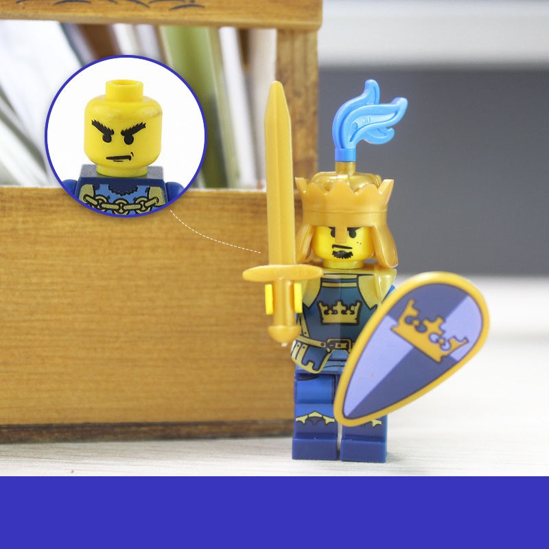 Minifigures LOJO AX-9803 - Lính trung cổ Nhà vua - Minifigures Blue Crown Knight