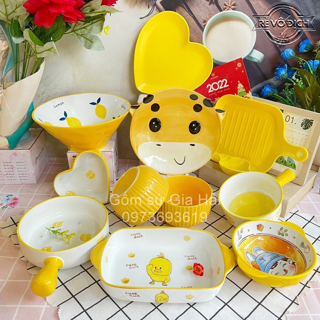 Bộ bát đĩa decor cao cấp ngô vàng