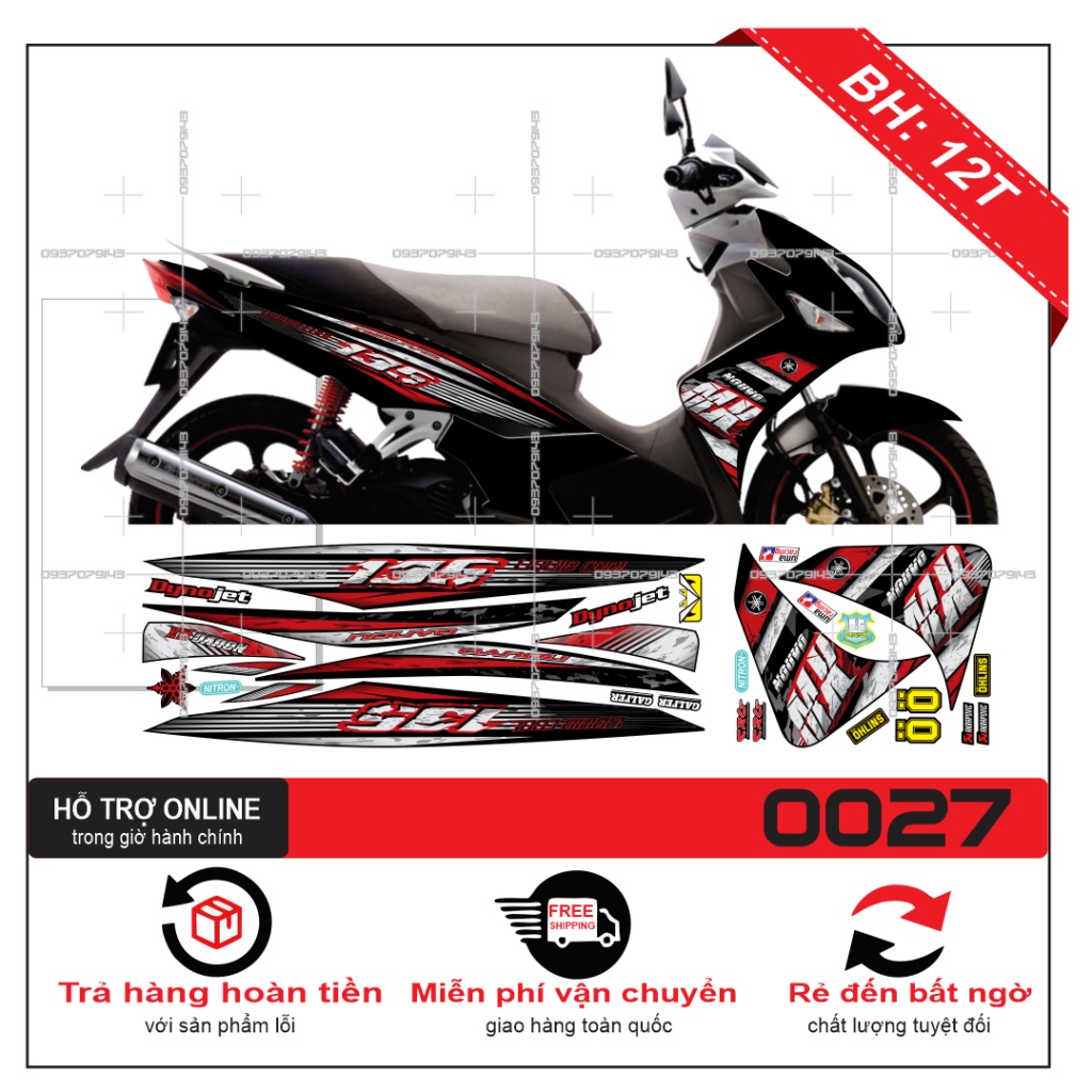 TEM XE NOUVO 4 LX MX ĐỎ ĐEN -- SHIN DECAL 2