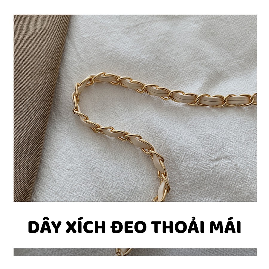 Túi Đeo Chéo Nữ Đẹp (Túi Xách) Thời Trang Hình Thoi Thêu Chuỗi Chỉ Túi Tote Phối Quai Xách Đan Xích  - Mã XT004