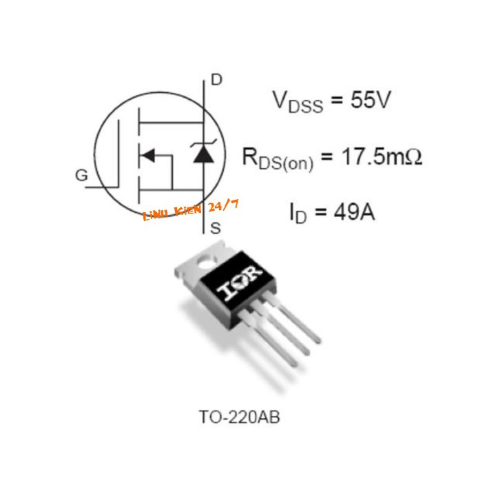 MOSFET IRFZ44N Kênh N 50A 55V TO-220 Mới