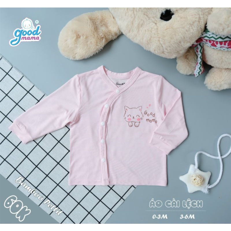 Goodmama -   Bộ dài tay cài chéo Goodmama sợi tre cho bé sơ sinh từ 3-7kg