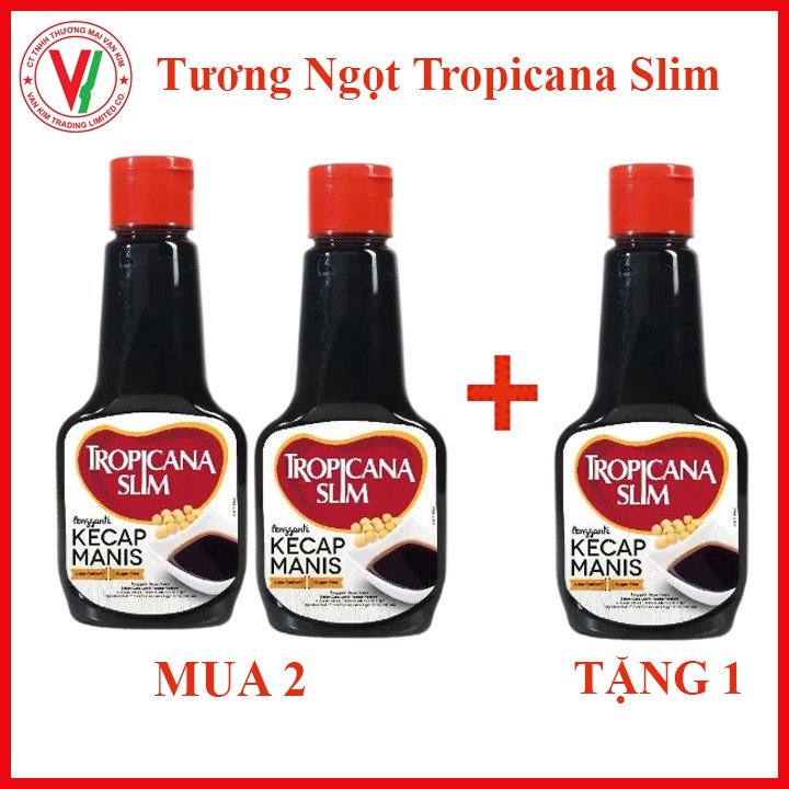 COMBO 3 CHAI TƯƠNG NGỌT TROPICANA SLIM (200ML) Dành Cho Người Tiểu Đường và Ăn Kiêng Lành Mạnh, Indonesia