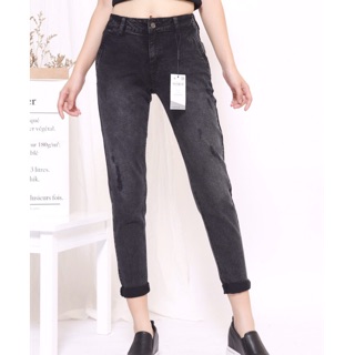 Quần jean nữ lưng thun cạp cao co giãn