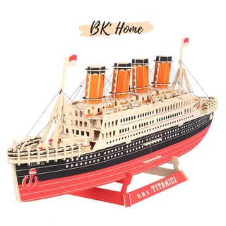 Mô hình gỗ tàu Titanic cỡ lớn Biirkeetoys- đồ chơi lắp ráp 3D gỗ