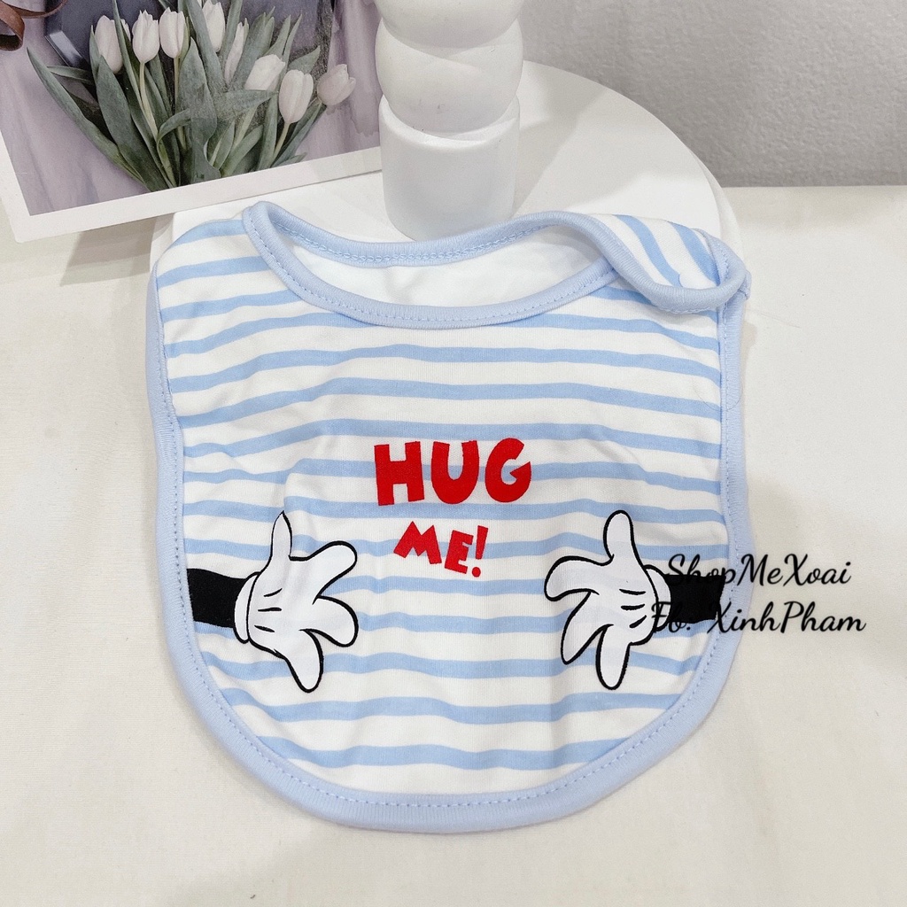 Yếm Quàng Cổ Mickey size 0M-2 tuổi màu xanh kẻ sọc ngang