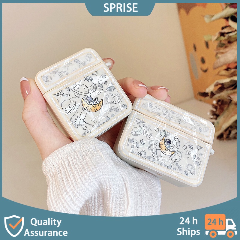Vỏ bảo vệ hộp sạc tai nghe SPRISE hình hành tinh phi hành gia thích hợp cho Airpods