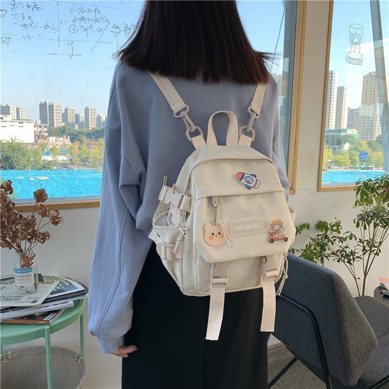 Ba Lô mini Mềm Mại Màu Hồng Phong Cách Nhật Bản Dễ Thương Cho Nữ