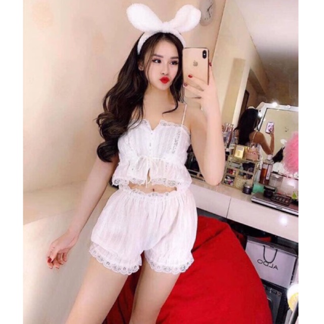 Bộ ngủ sexy KELLY WANG vải thô cao cấp SX181