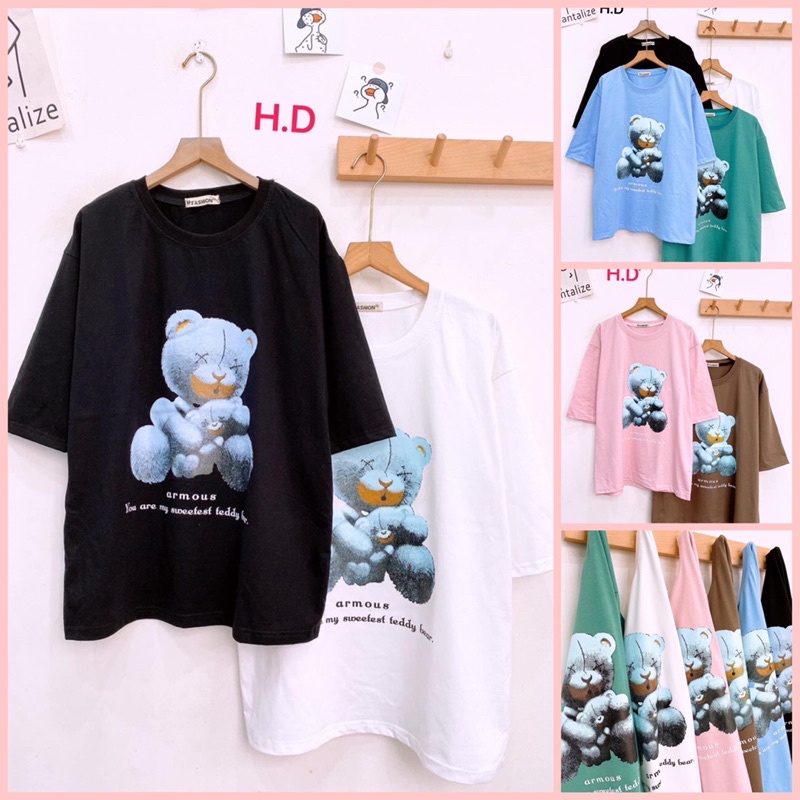 Áo thun Gấu TuyếtTay Lỡ Dáng Rộng Oversize KuteUnisex chất cotton mềm mịnPhong cách Thể thao