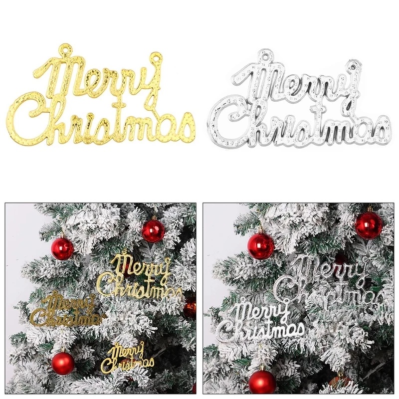 Phụ Kiện Treo Trang Trí Cây Thông Giáng Sinh Chữ Merry Christmas Bằng Nhựa