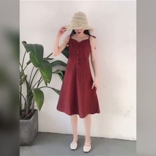 Sẵn đỏ sm váy 2 dây