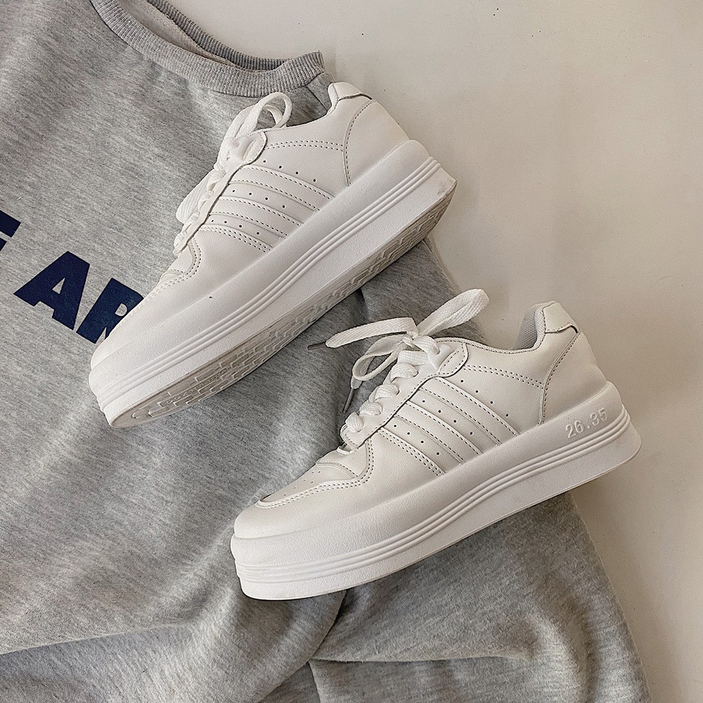 Giày thể thao nữ giayBOM full trắng đế cao 3 cm B1161 | BigBuy360 - bigbuy360.vn