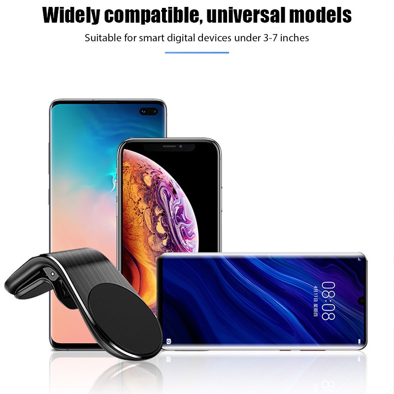 Set 2 Giá Đỡ Điện Thoại Hình Chữ L Hít Nam Châm Ổn Định Kèm Tấm Kim Loại Cho iPhone Redmi