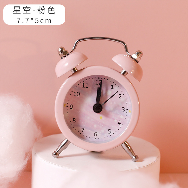 Bedside Student Creative Children Small Alarm Clock Cute Cartoon Simple Bedroom Loud Alarm Clock Table