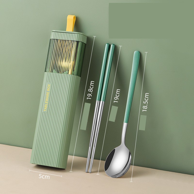 (HÀNG CAO CẤP) Bộ Thìa, Đũa, Dĩa TABLEWARE BOX làm từ INOX 304 an toàn và thân thiện với môi trường