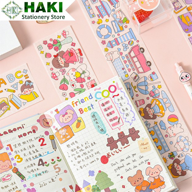 Sticker cute HAKI, hình dán sticker cute hình chữ nhật hàn quốc đáng yêu dễ thương ST26