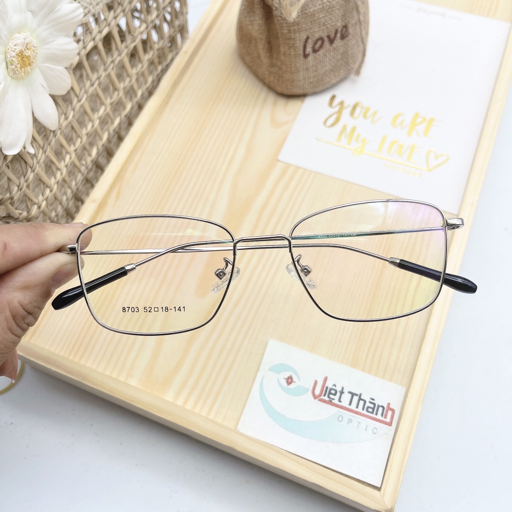 HCM Gọng kính cận vuông viền kim loại mắt kính giả cận siêu hot 2023 mảnh nhẹ G45