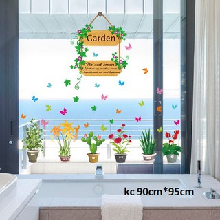 decal dán tường vườn hoa