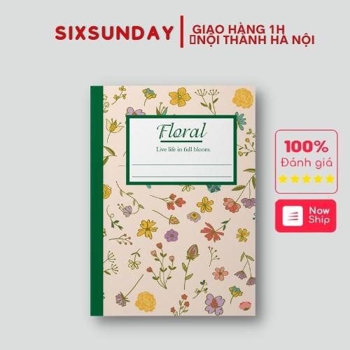 Vở kẻ ngang 80 trang, Tập học sinh Six Sunday mẫu Hoa Vàng, sổ viết trung học b5, giấy lined ghi chép dày dặn cấp 2