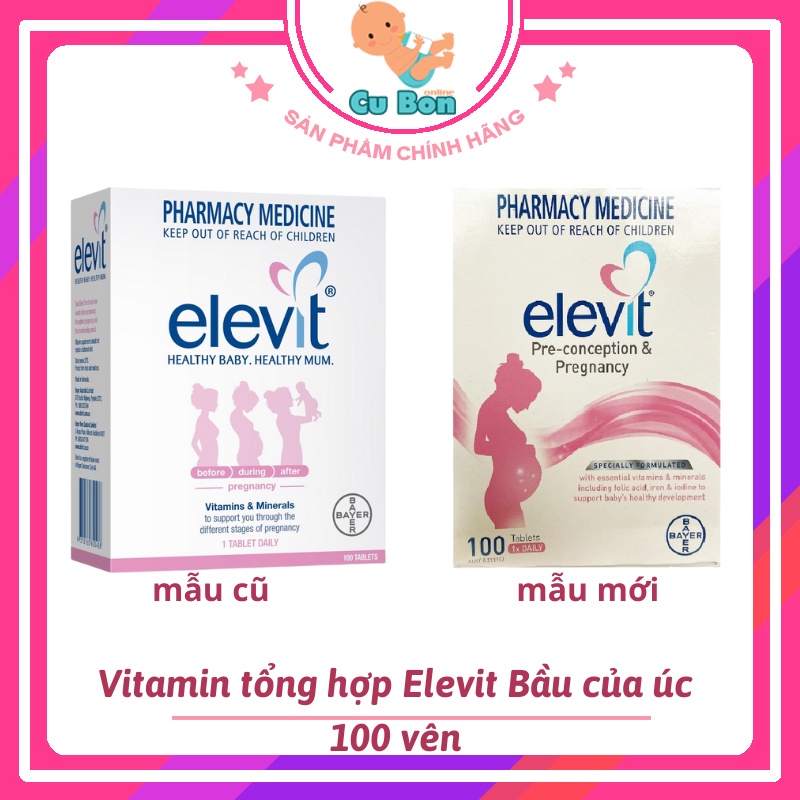 Elevit Bầu bú của Úc (100 viên/60v) bổ sung Vitamin C, D3, Axit Folic cho phụ nữ chuẩn bị mang thai mẹ bầu mẹ sau sinh