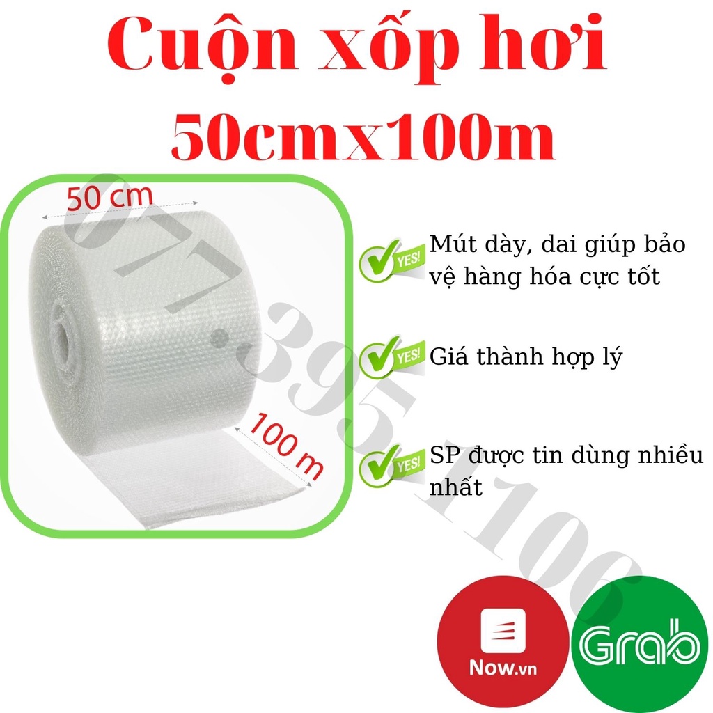 [Mã TRUN5KDAM giảm 5k đơn 150k] Cuộn Xốp Hơi, Bong Bóng Khí Chỉ Khổ 50cmx100m Loại Dày | Hàng tốt giá rẻ