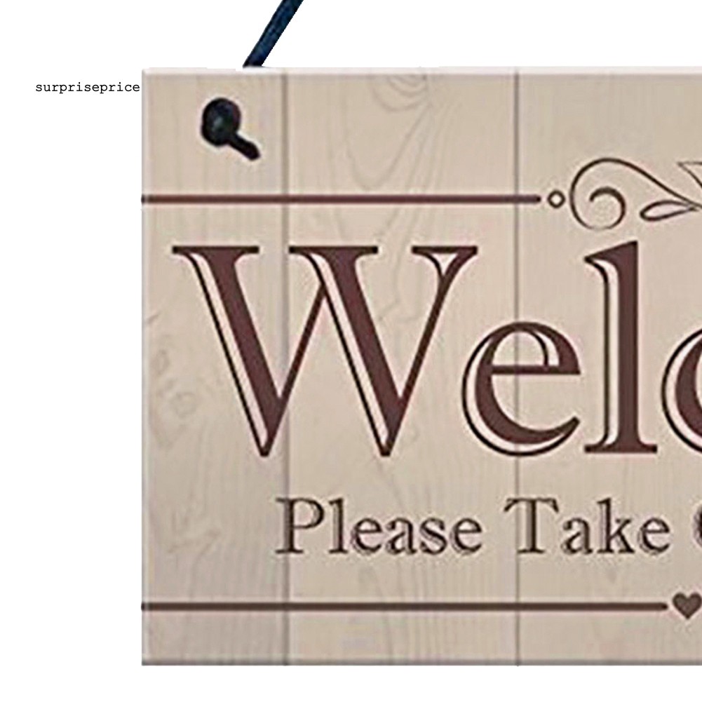 Tấm bảng gỗ chữ &quot;Welcome Please Take Off Your Shoes&quot; phong cách mộc mạc treo trang trí đa năng