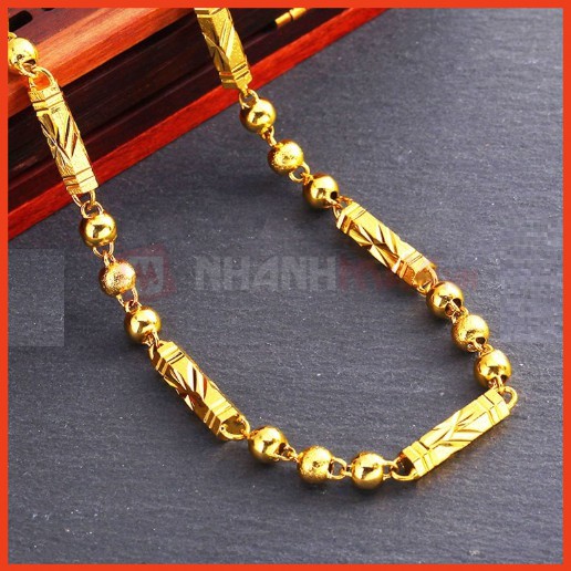 Vòng cổ nam,Dây chuyền ống trúc lớn trạm rồng mạ 24k không đen
