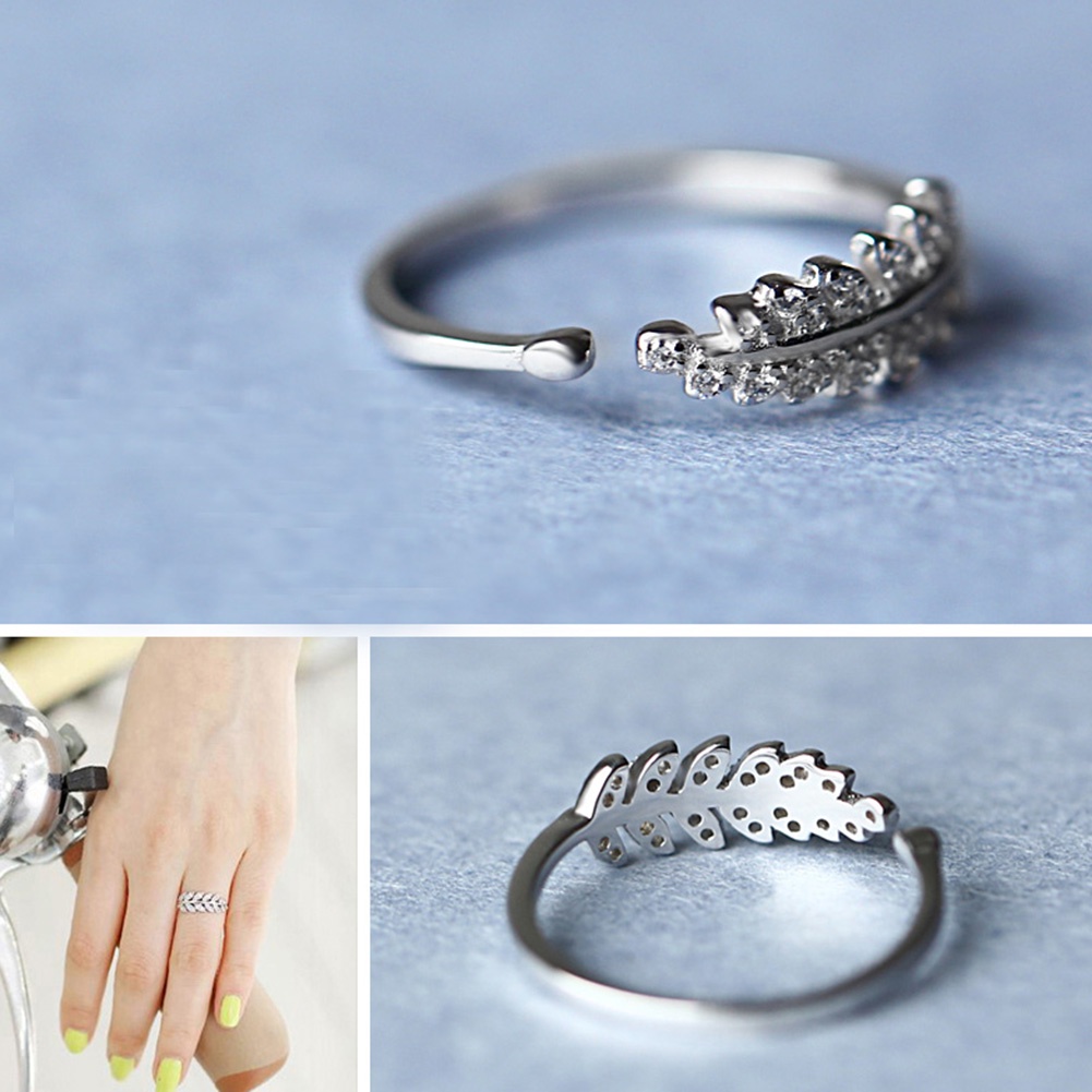 Nhẫn Hở Hình Chiếc Lá Xinh Xắn Có Thể Điều Chỉnh Kích Cỡ