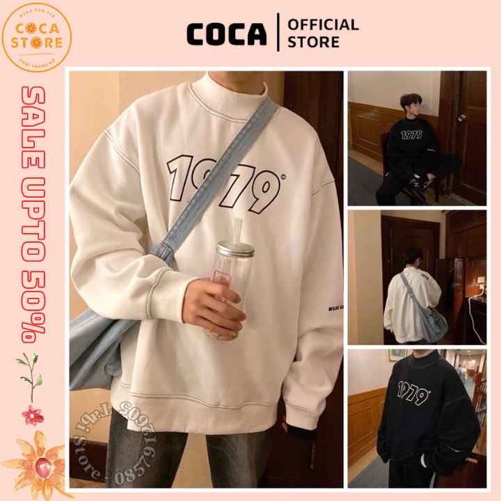 Áo sweater dài tay unisex dưới 75kg dành cho nam nữ - 1979 COCA 074