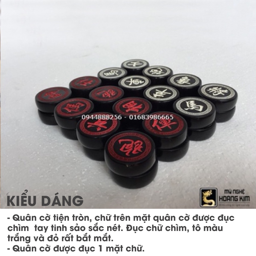Quân cờ tướng Sừng Trâu Đen 4 cm chiện viên đục máy cao cấp Mỹ Nghệ Hoàng Kim  quân cờ tướng đẹp