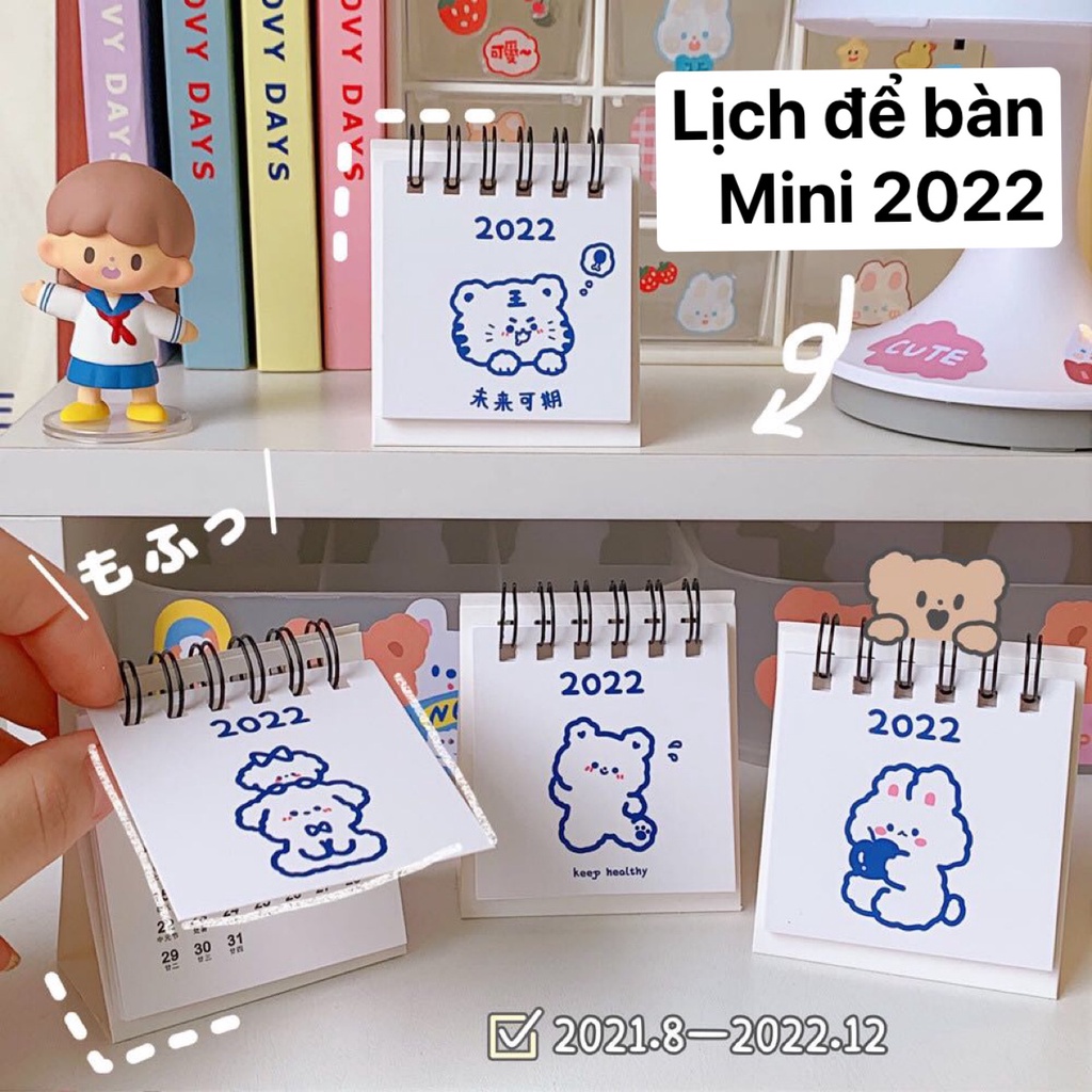 Lịch để bàn mini 2022 thiết kế cute dễ thương