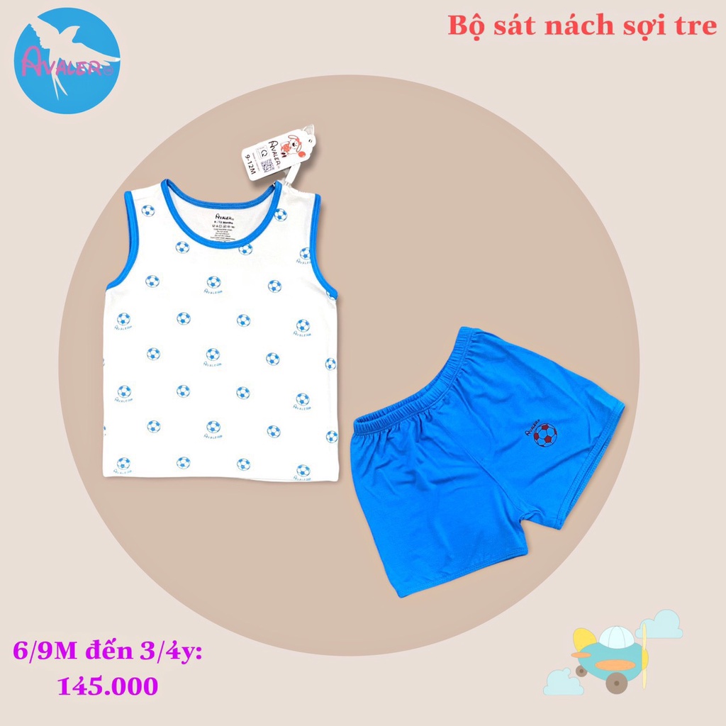 [CHÍNH HÃNG] Bộ ba lỗ vải sợi tre cao cấp họa tiết ngộ nghĩnh bé trai/bé gái Avaler