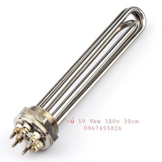 Điện trở, thanh nhiệt đun nước dạng củ ren chân ren phi 59 9kw 220/380v 30cm
