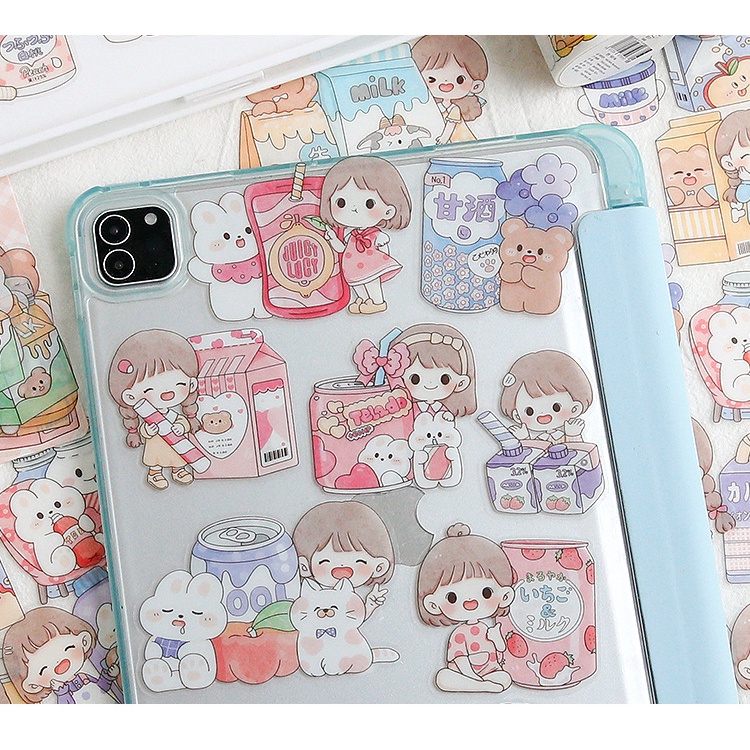 Peach 24Pcs Cute girl gourmet Life sticker Journal Scrapbook Decor Sticker